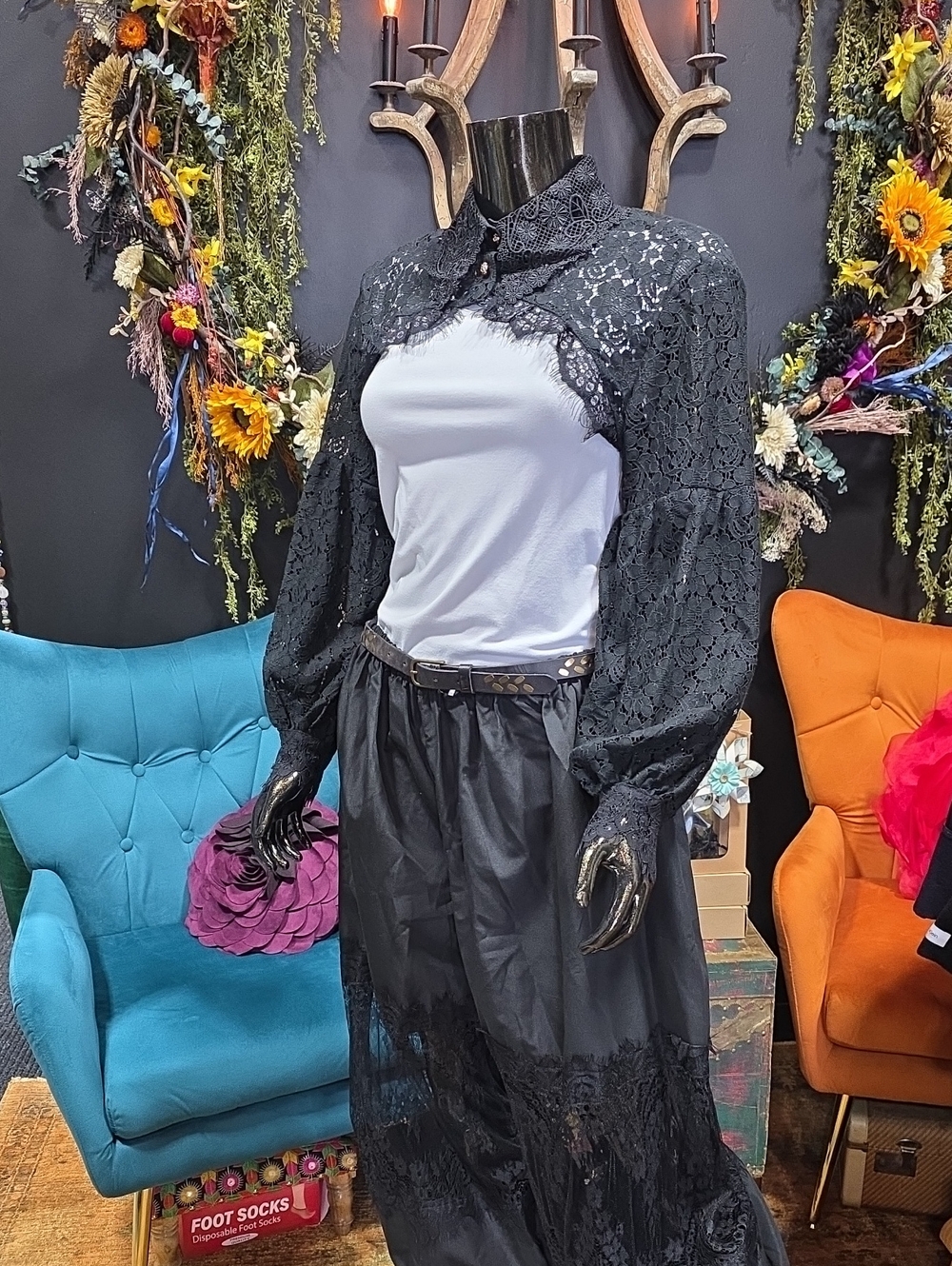 Women's Black Lace Bolero Blouse - Elegant Overlay Top